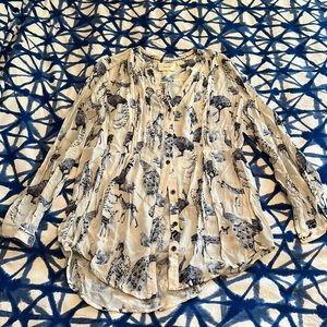 Anthrpologie Animal Print Tunic Blouse